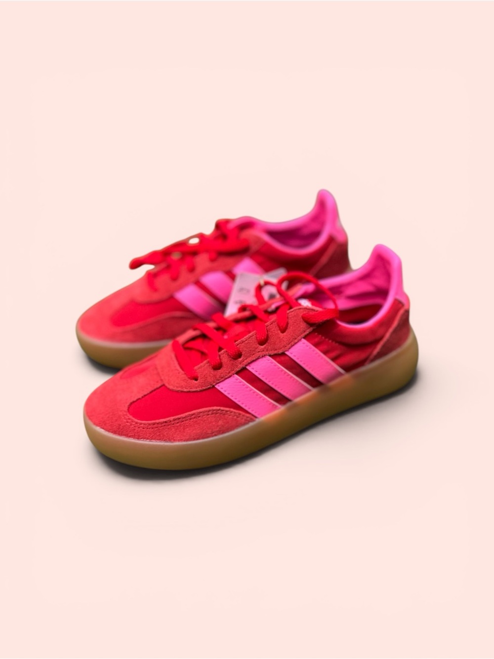 adidas Red and Pink Low-Top Sneakers with Gum Sole